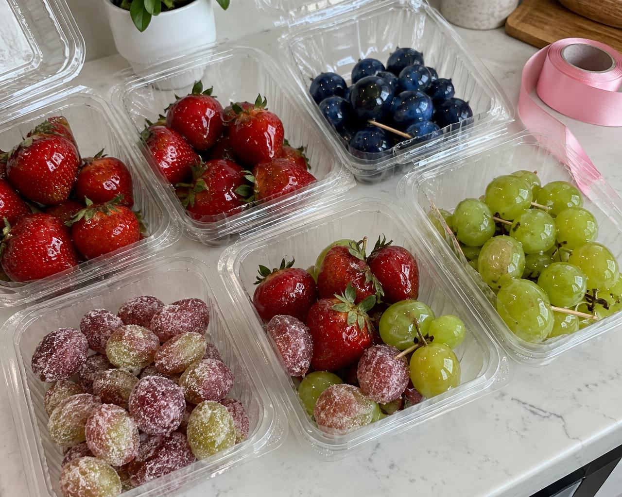 Candied fruit orders packed and ready for pickup